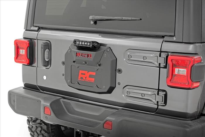 Spare Tire Carrier Delete 8 Inch Black Ser LED Jeep Wrangler JL (18-24) Rough Country