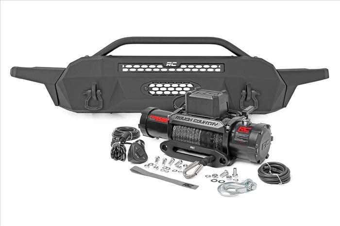 Front Bumper High Clearance 9500-Lb Pro Series Winch Synthetic Rope Toyota Tacoma 4WD (16-23) Rough Country
