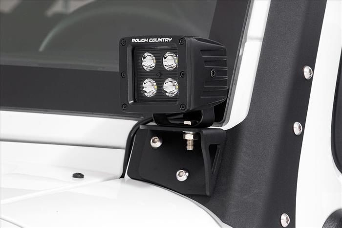 LED Light Mount Lower Windshield Pod Jeep Wrangler JK/Wrangler Unlimited (07-18) Rough Country
