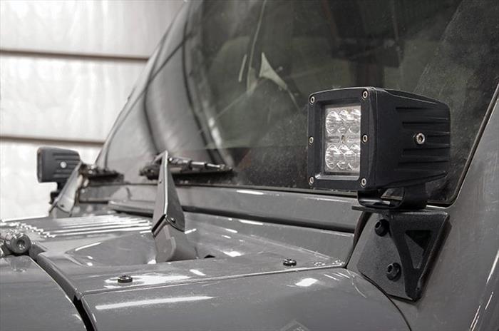 LED Light Mount Lower Windshield Pod Jeep Wrangler JK/Wrangler Unlimited (07-18) Rough Country