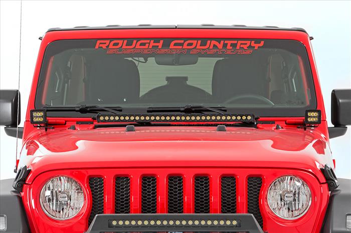 LED Light Kit Hinge Mount 2 Inch Black Pair White DRL Jeep Gladiator JT/Wrangler JL (18-26) Rough Country