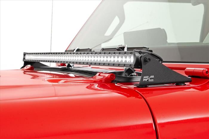 LED Light Kit Cowl Mount 50 Inch Black Single Row Jeep Gladiator JT/Wrangler JL (18-26) Rough Country