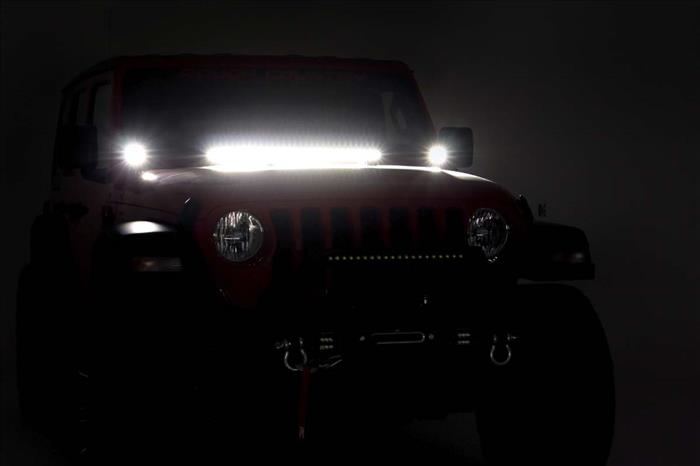 LED Light Kit Cowl Mount 2 Inch Black Pair Jeep Gladiator JT/Wrangler JL (18-26) Rough Country