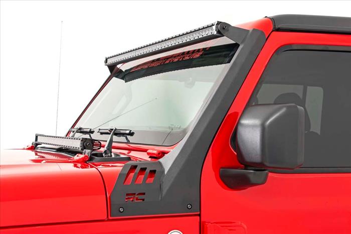 LED Light Kit Windshield 50 Inch Black Dual Row Amber DRL Jeep Gladiator JT/Wrangler JL (18-26) Rough Country