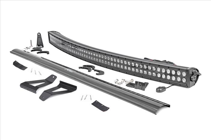 LED Light Kit Windshield Mount 50 Inch Black Dual Row Jeep Cherokee XJ (84-01) Rough Country
