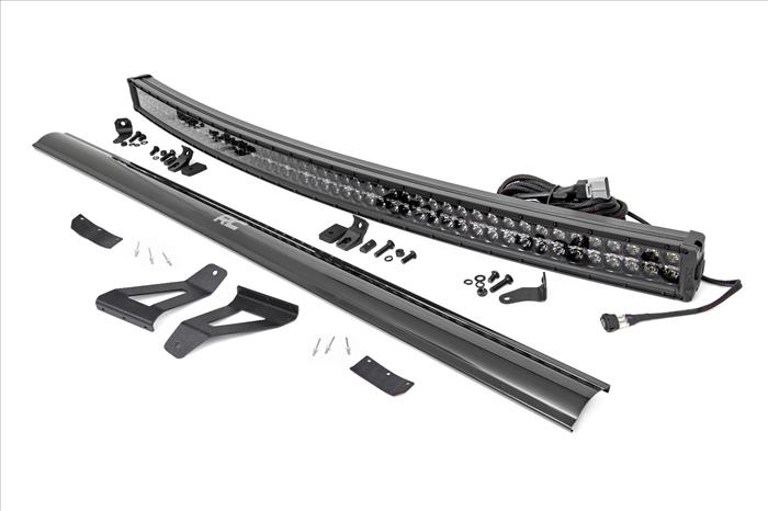 LED Light Kit Windshield Mount 50 Inch Black Dual Row White DRL Jeep Cherokee XJ (84-01) Rough Country