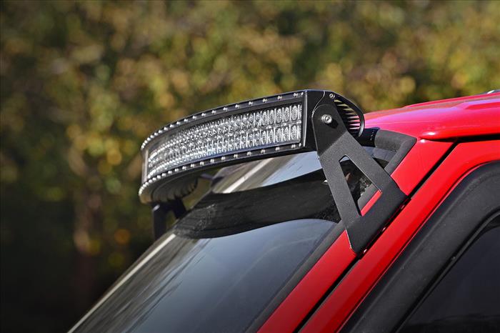 LED Light Kit Windshield Mount 50 Inch Black Single Row Jeep Cherokee XJ (84-01) Rough Country