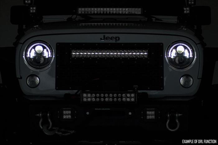 Mesh Grille 30 Inch Dual Row LED Black White DRL GMC Sierra 1500 (14-15) Rough Country