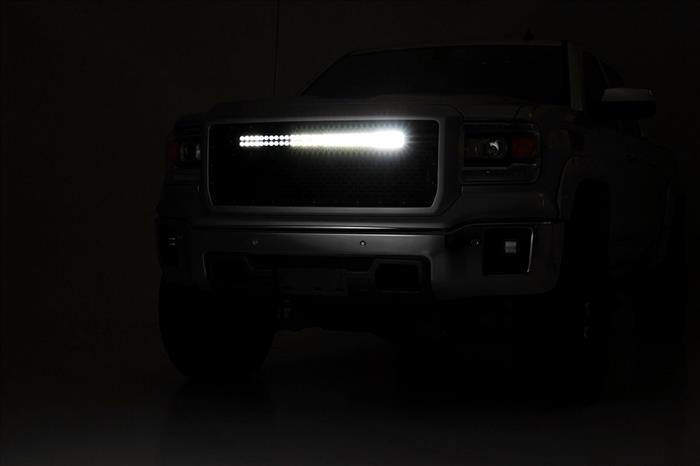 Mesh Grille 30 Inch Dual Row LED Black White DRL GMC Sierra 1500 (14-15) Rough Country