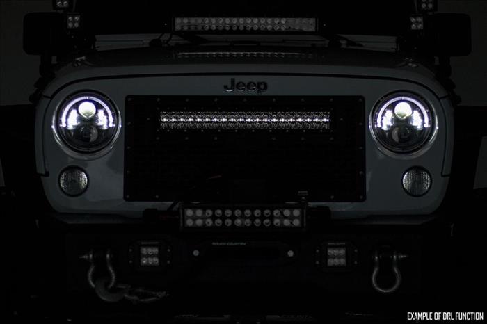 Mesh Grille 30 Inch Dual Row LED Black Amber DRL Ford F-150 (15-17) Rough Country