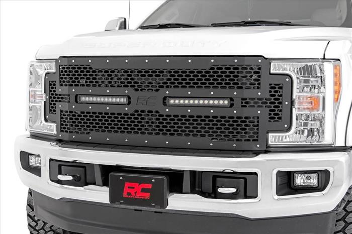 Mesh Grille 12 Inch Dual Row LED Black Ford F-250/F-350 Super Duty (17-19) Rough Country