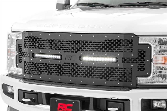 Mesh Grille 12 Inch Dual Row LED Black Ford F-250/F-350 Super Duty (17-19) Rough Country