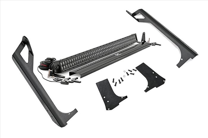 LED Light Kit Windshield Mount 50 Inch Black Dual Row Jeep Wrangler TJ (97-06) Rough Country