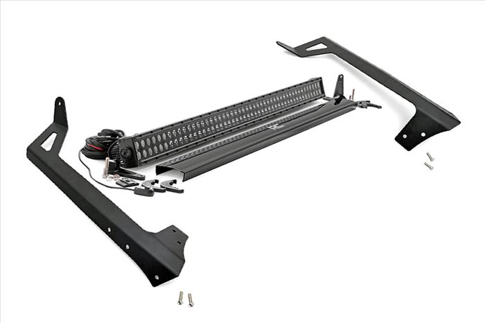 LED Light Kit Windshield Mount 50 Inch Black Dual Row Jeep Wrangler JK (07-18) Rough Country