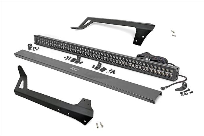 LED Light Windshield Mnt 50 Inch Black Dual Row Amber DRL Jeep Wrangler JK (07-18) Rough Country