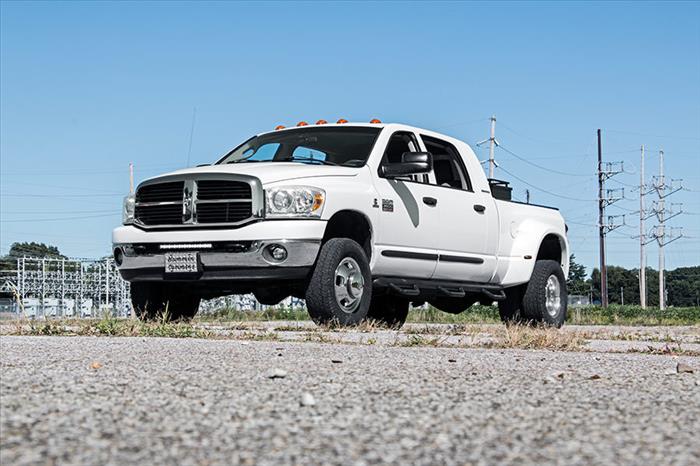LED Light Kit Bumper Mount 20 Inch Black Single Row White DRL Ram 2500 (03-18)/3500 (03-18) Rough Country