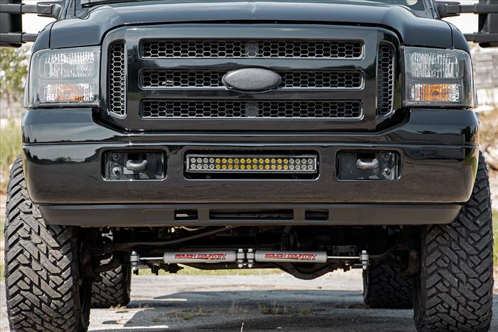 LED Light Kit Bumper Mount 20 Inch Black Dual Row White DRL Ford F-250/F-350 Super Duty (05-07) Rough Country