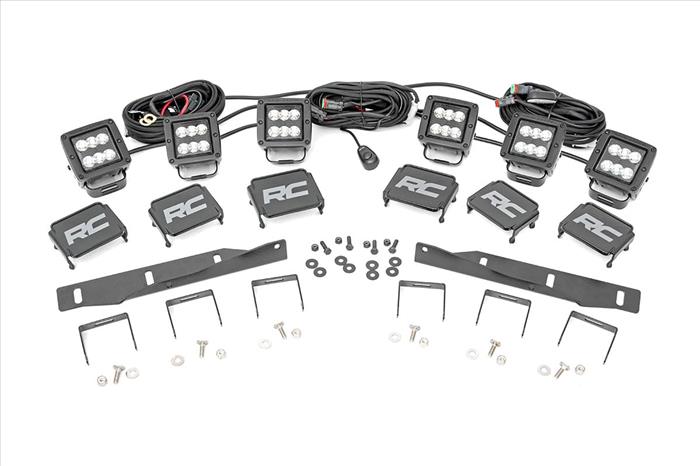 LED Light Kit Fog Mount Triple 2 Inch Black Pair Ford Raptor 4WD (17-20) Rough Country
