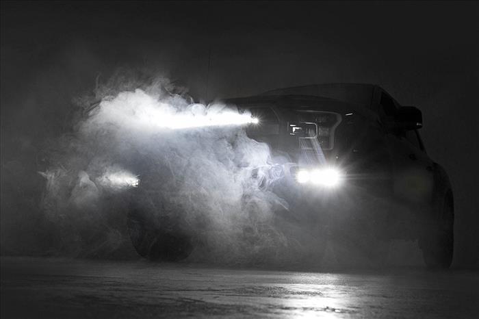 LED Light Kit Fog Mount Triple 2 Inch Black Pair Amber DRL Ford Raptor (17-20) Rough Country