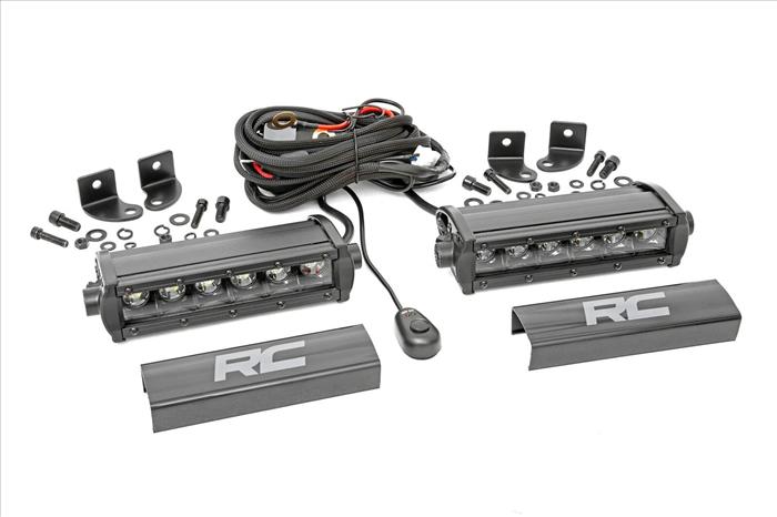 6 Inch Black Series LED Light Bar Single Row Pair Rough Country