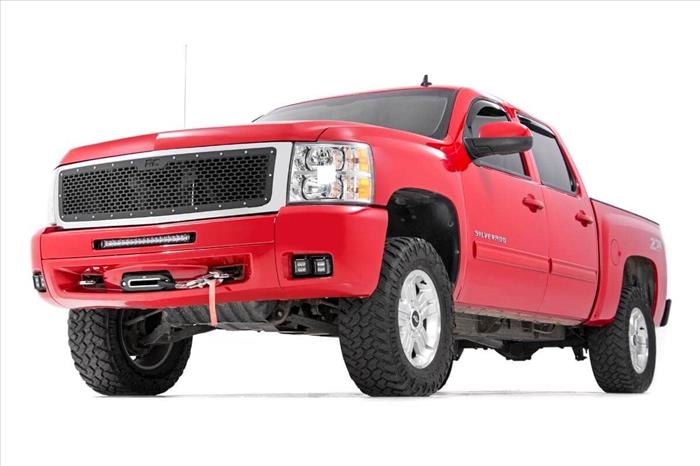 LED Light Kit Fog 2 Inch Black Pairs x2 White DRL Chevy Silverado 1500/2500HD/3500HD Rough Country