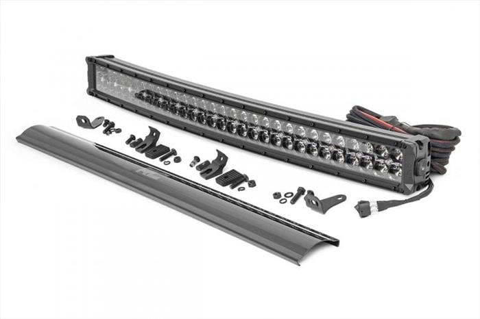 LED Light Kit Bumper Mount 30 Inch Black Dual Row White DRL Toyota 4Runner (14-20) Rough Country