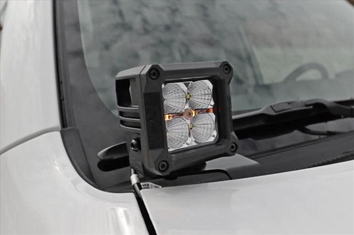 LED Light Kit Ditch Mount 3 Inch Chrome Wide Angle Pair Rough Country