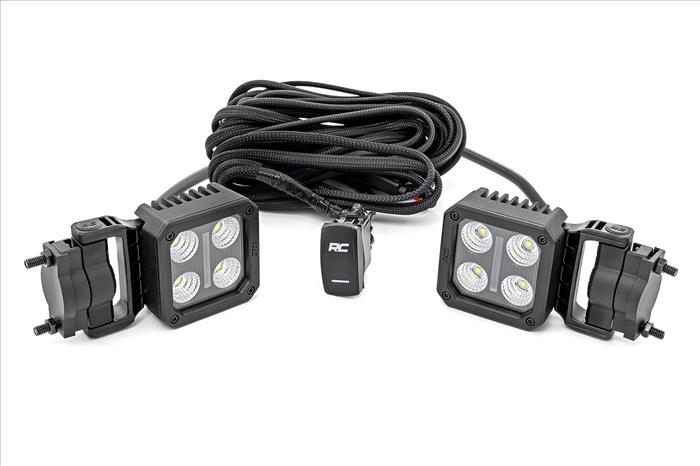 Black Series LED Light Pair 2 Inch Flood Swivel Mount Rough Country