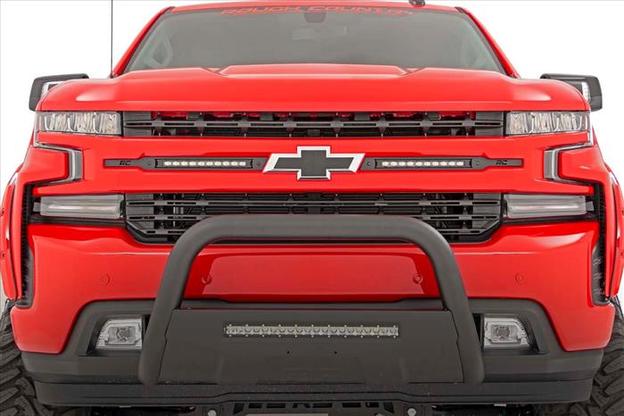 LED Light Kit Grille Mount 10 Inch Chrome Slimline Pair Chevy Silverado 1500 (19-22) Rough Country