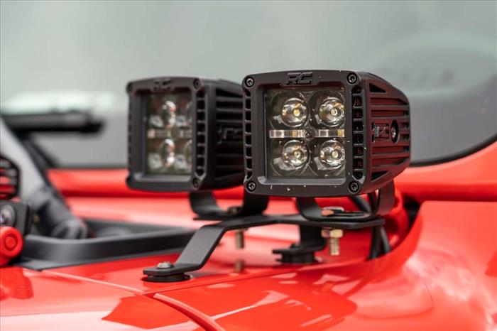 LED Light Kit Quad Cowl Mount 2 Inch Black Amber DRL Jeep Gladiator JT/Wrangler JL (18-26) Rough Country