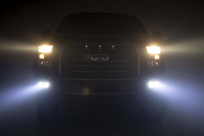 LED Light Kit Fog Mount Dual 2 Inch Black Pairs SAE Ford F-150 (15-17) Rough Country