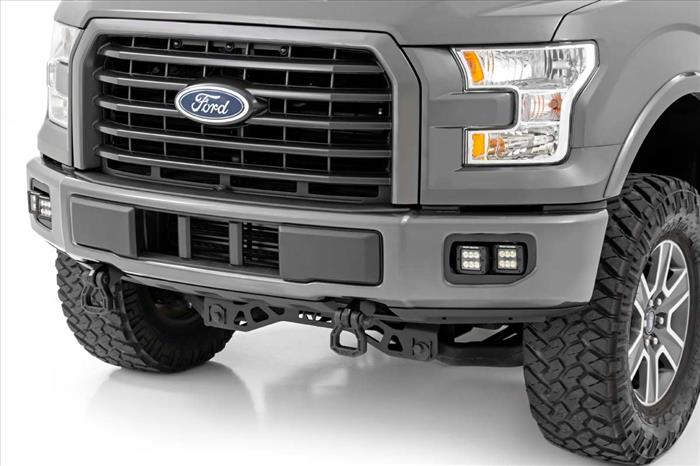 LED Light Kit Fog Mount Dual 2 Inch Black Pairs Spot Ford F-150 (15-17) Rough Country