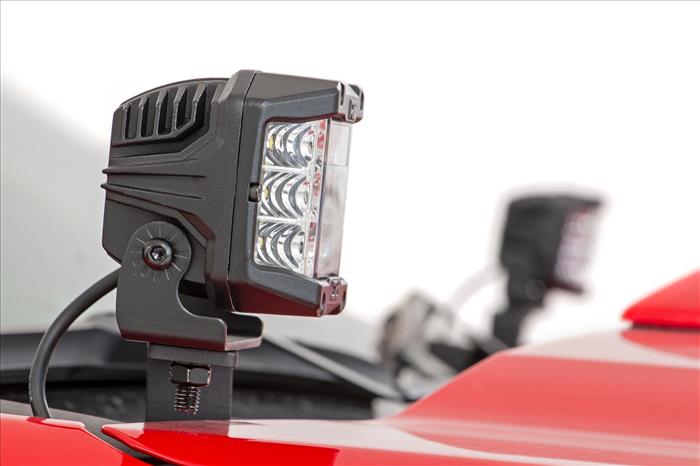 LED Light Kit Ditch Mount 2 Inch Black Pair Flood Chevy Silverado 1500 (19-26) Rough Country