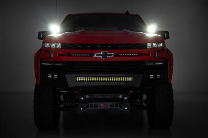 LED Light Kit Ditch Mount 2 Inch Black Pair Flood Chevy Silverado 1500 (19-26) Rough Country