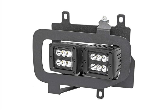 LED Light Kit Fog Mount Dual 2 Inch Black Pairs Spot/Flood Ford F-150 (15-17) Rough Country