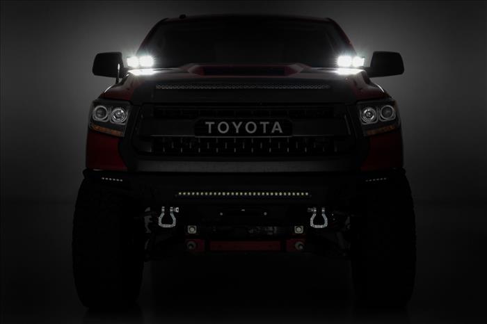 LED Light Kit Ditch Mount Dual 2 Inch Black Pairs Spot/Flood Toyota Tundra (14-21) Rough Country