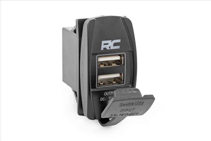 USB Switch Insert 2x1 with Logo Blue Back Light Rough Country
