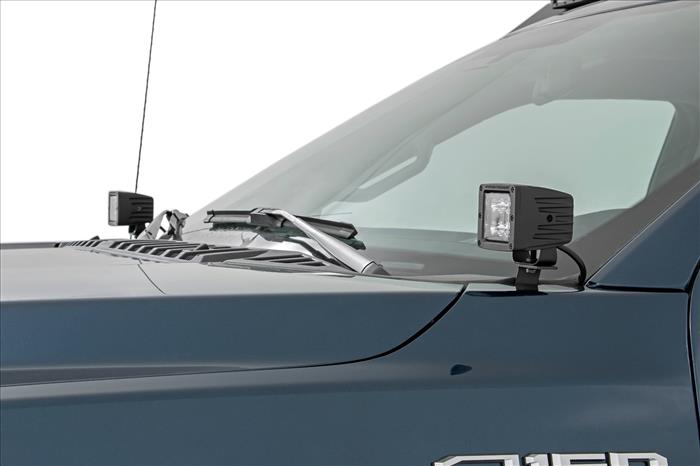 LED Light Kit Ditch Mount 2 Inch Black Pair Spot Ford F-150 (15-26)/F-150 Lightning (22-26) Rough Country