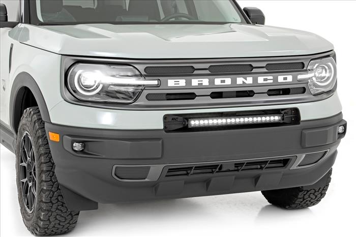LED Light Kit Bumper Mount 20 Inch Black Single Row White DRL Ford Bronco Sport (21-26) Rough Country