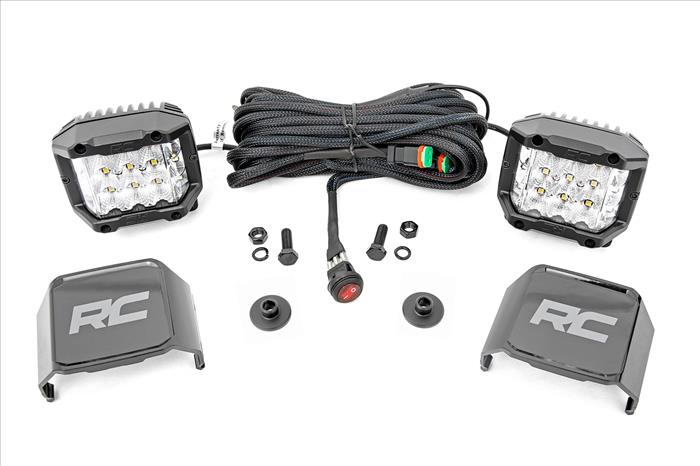 LED Light Kit Ditch Mount 2 Inch Chrome Pair Wide Ford Bronco 4WD (21-25) Rough Country