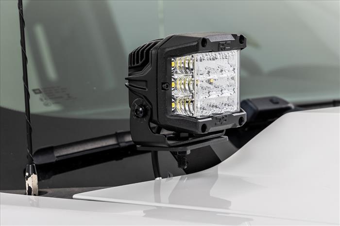 LED Ditch Light Kit 2in Black Pair White DRL Silverado/Sierra 1500 (14-18 & Classic) Rough Country