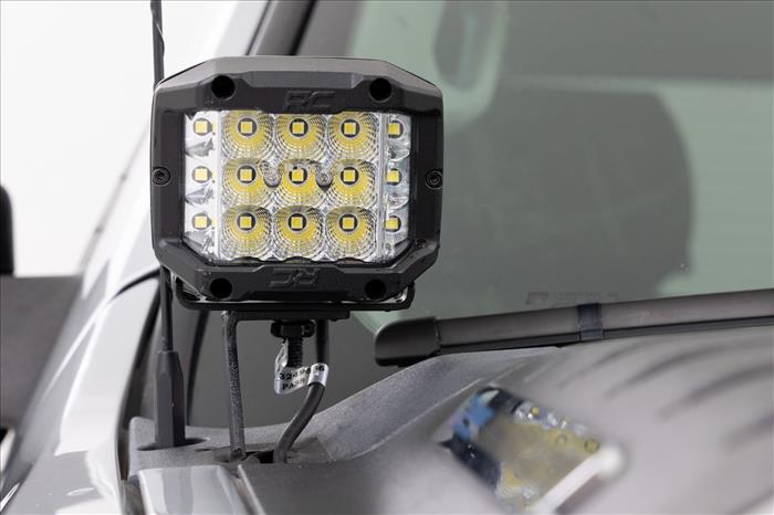 LED Light Kit Ditch Mount 2 Inch Black Pair Spot Chevy 1500 & Silverado/Sierra 2500HD/3500HD (07-14) Rough Country
