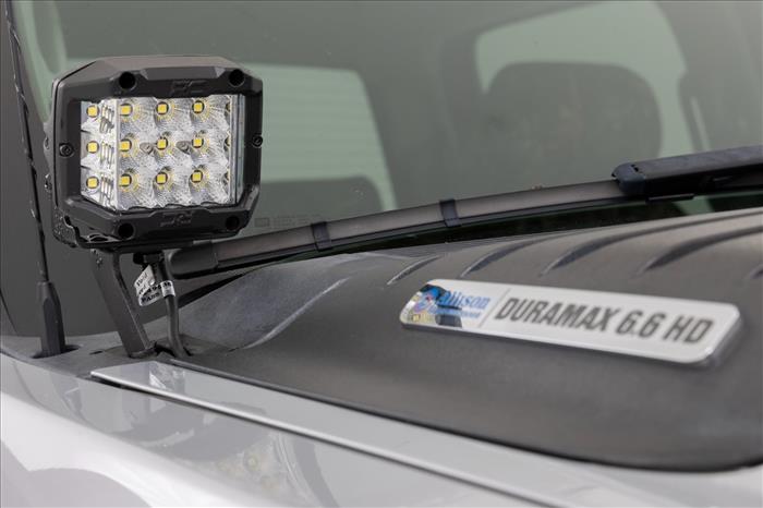 LED Light Kit Ditch Mount 2 Inch Black Pair Spot Chevy 1500 & Silverado/Sierra 2500HD/3500HD (07-14) Rough Country