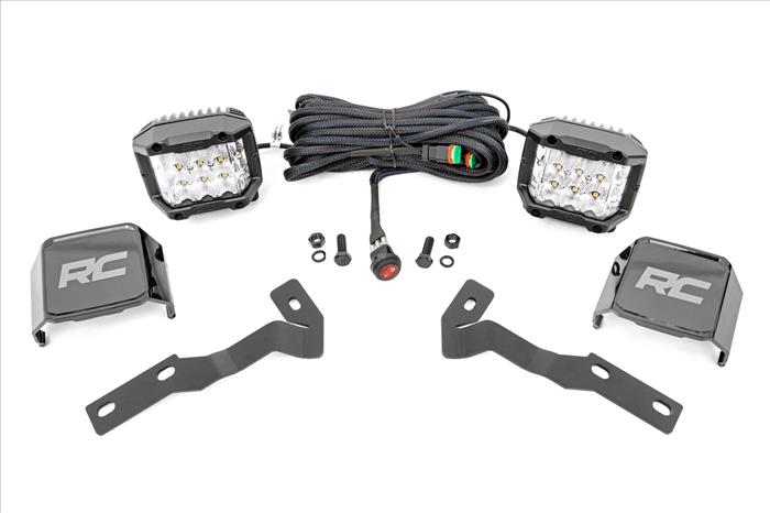 LED Light Kit Ditch Mount 3 Inch OSRAM Wide Toyota Tacoma 2WD/4WD (16-23) Rough Country