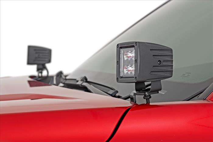 LED Light Kit Ditch Mount 2 Inch Black Pair Spot Toyota Tacoma (24-26) Rough Country
