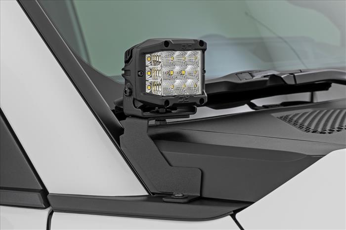 LED Light Kit Ditch Mount 2 Inch Black Pair White DRL Toyota Land Cruiser (24-26) Rough Country
