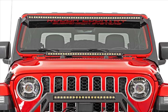 LED Light Kit Windshield 50 Inch Spectrum Single Row Jeep Gladiator JT/Wrangler JL (18-26) Rough Country
