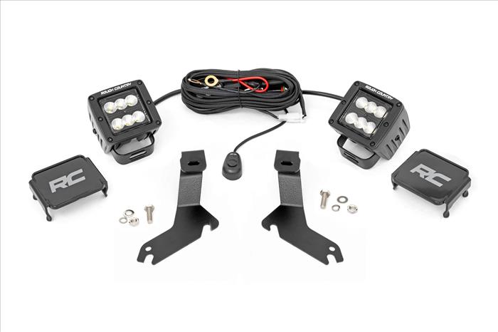 LED Light Kit Ditch Mount 2 Inch Black Pair Flood Chevy Silverado 1500 (99-06)/Tahoe (00-06) Rough Country