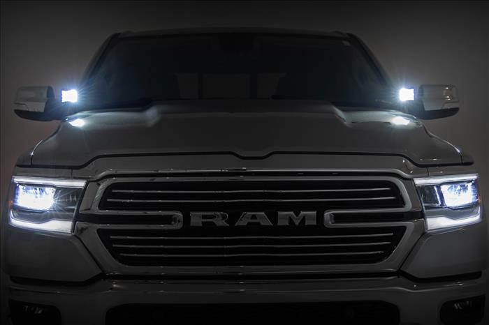 LED Light Kit Ditch Mount 2 Inch Black Pair Spot Ram 1500 2WD/4WD (19-26) Rough Country