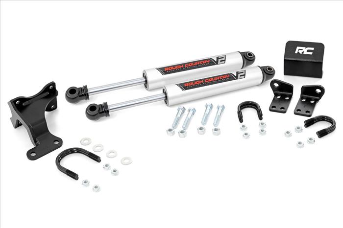 V2 Steering Stabilizer Dual 2-8 Inch Lift Jeep Wrangler JK/Wrangler Unlimited (07-18) Rough Country